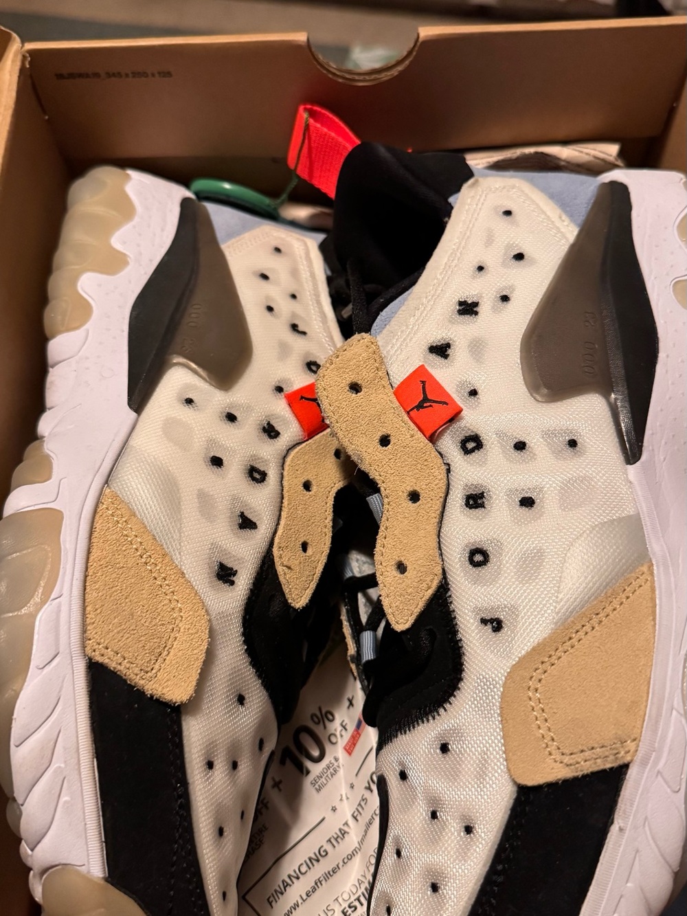 Jordan Men's White, Black, Tan and Red Sneakers
